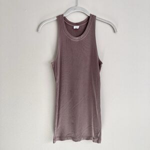Wilfred Free Aritzia Womens XS Small Ribbed Go To Tank Top Modal Brown Staple